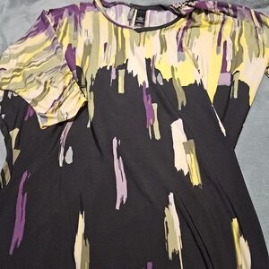 Bisou Bisou Multicolor Abstract Long Sleeve Top